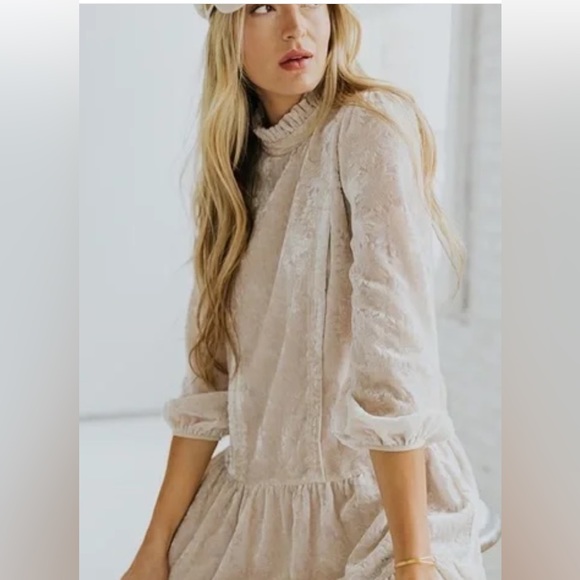 Salt Dresses & Skirts - NWT Salt Velvet Burnout Dress Ivory XXL